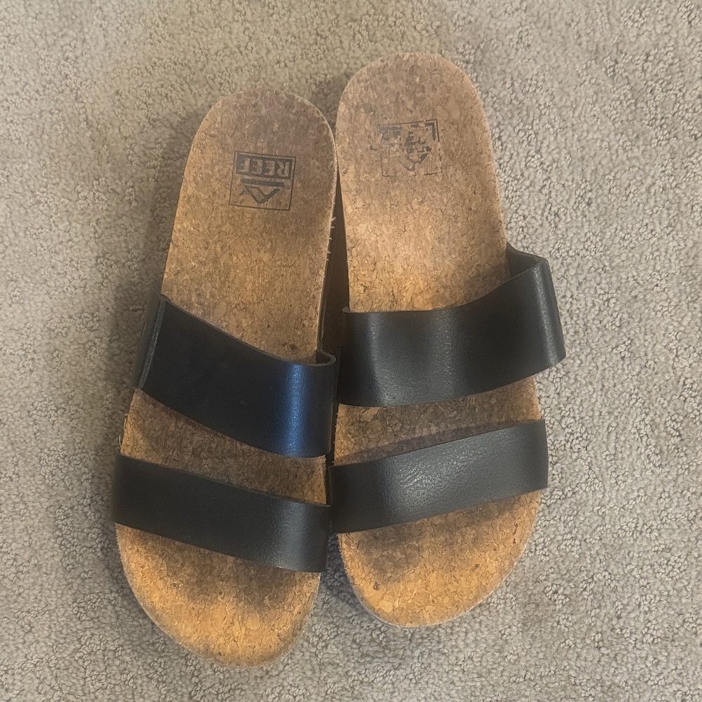 Reef Black Double Strap Sandals